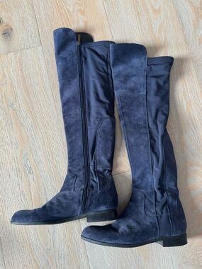 Franco Sarto Navy Suede Over-the-Knee Riding Boots